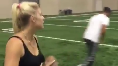 Watch: Jon Rahm's girlfriend has a rocket for an arm